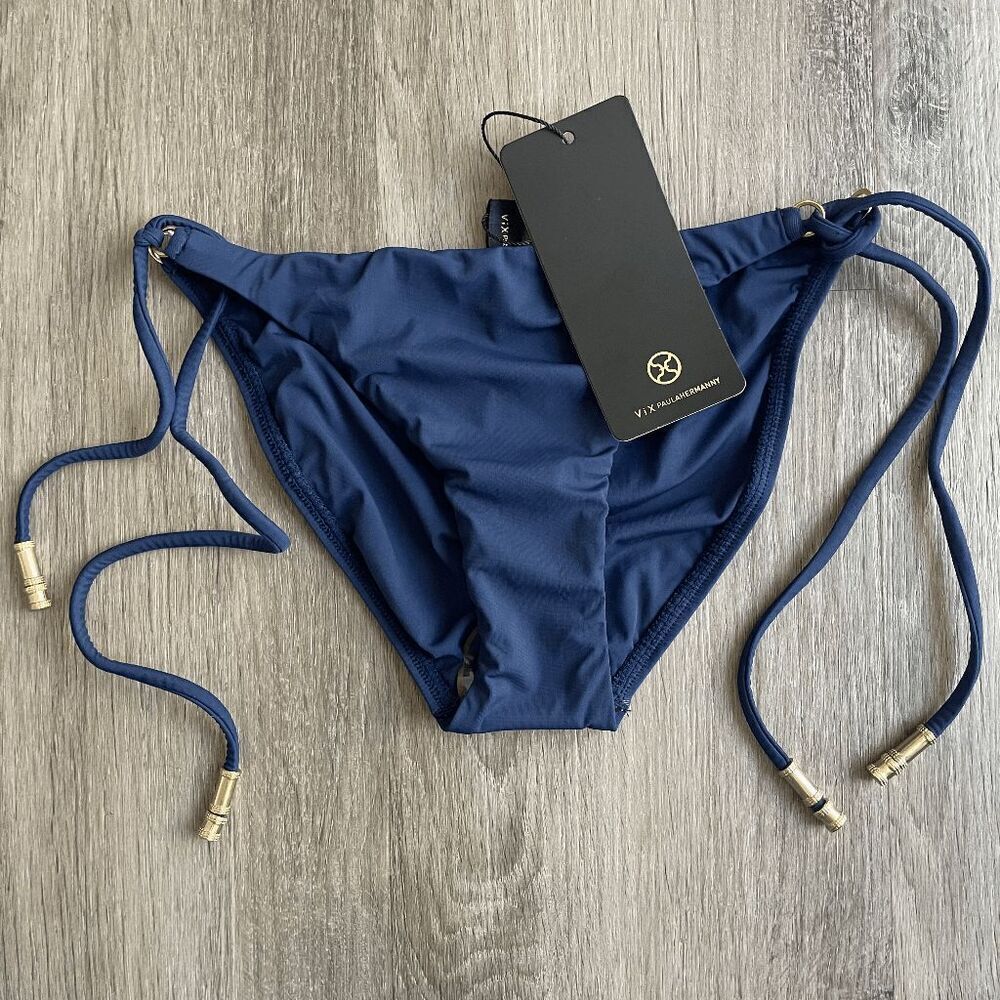 NWT Vix Lucy Long Tie Full Bikini Bottom in Midnight XS​​​​​